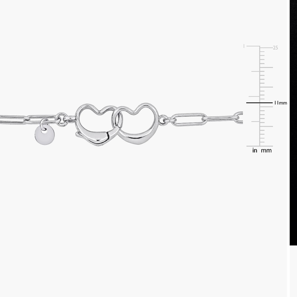 DELMAR 925 Italy Silver Double Heart Paperclip Bracelet - Picture 4 of 9